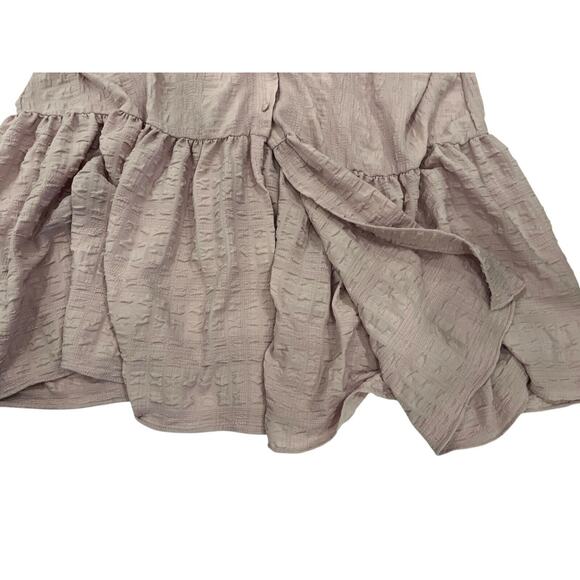 Lulus Sunny Love Purple Seersucker Puff Sleeve Button Closure Midi Dress Sz L - Picture 10 of 11